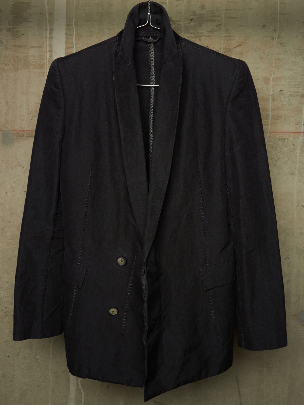 Leopold Bossert SS17 Selvedge Overlock Peak Lapel Linen Ramie Blazer