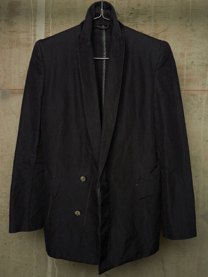 Leopold Bossert SS17 Selvedge Overlock Peak Lapel Linen Ramie Blazer