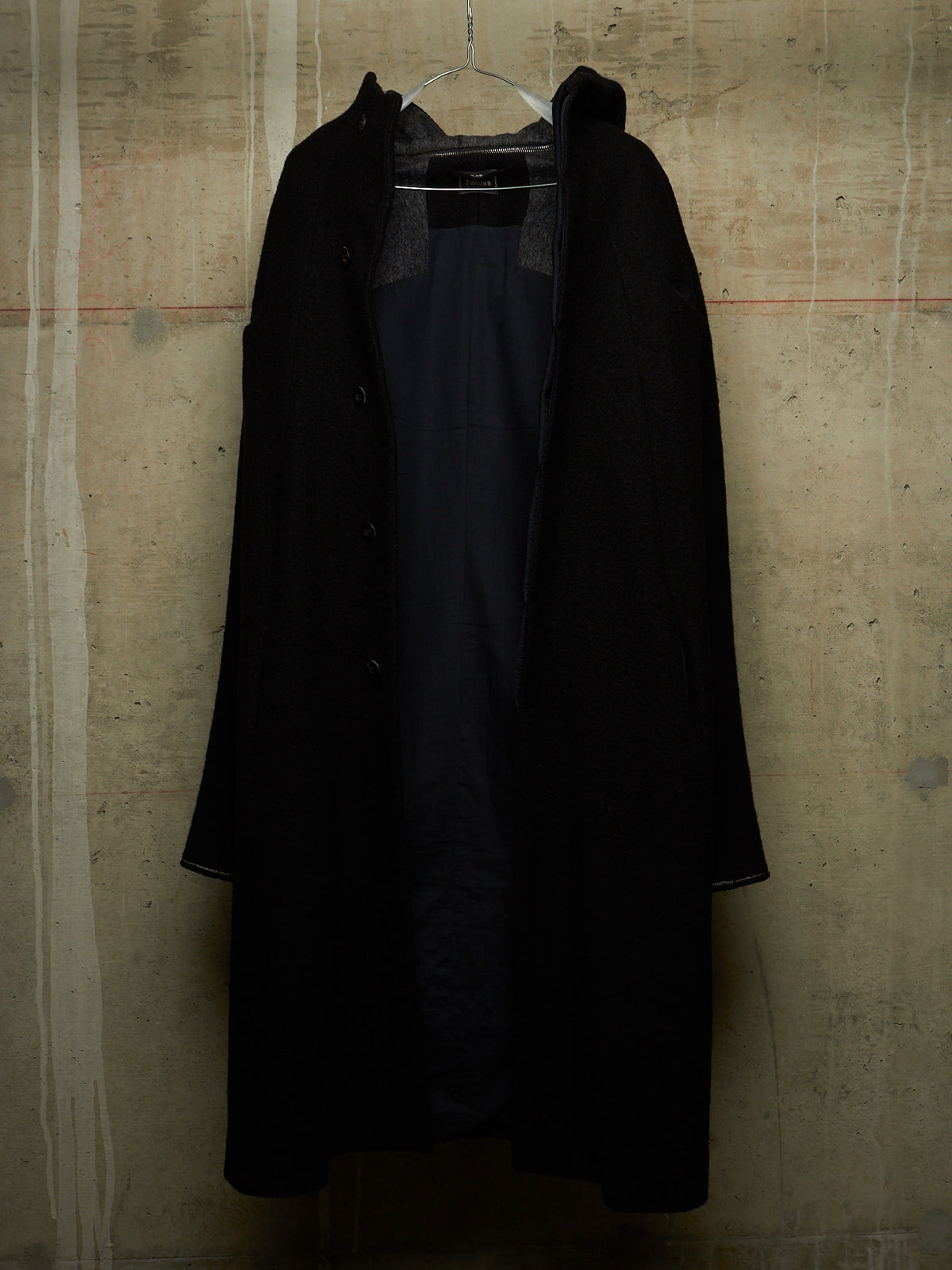 Lost & Found by Ria Dunn 2010s Removable Hooded Boiled Wool Crepe Coat