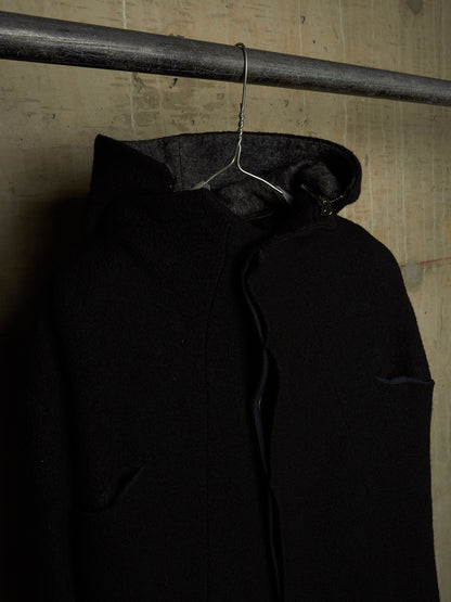 Lost & Found by Ria Dunn 2010s Removable Hooded Boiled Wool Crepe Coat
