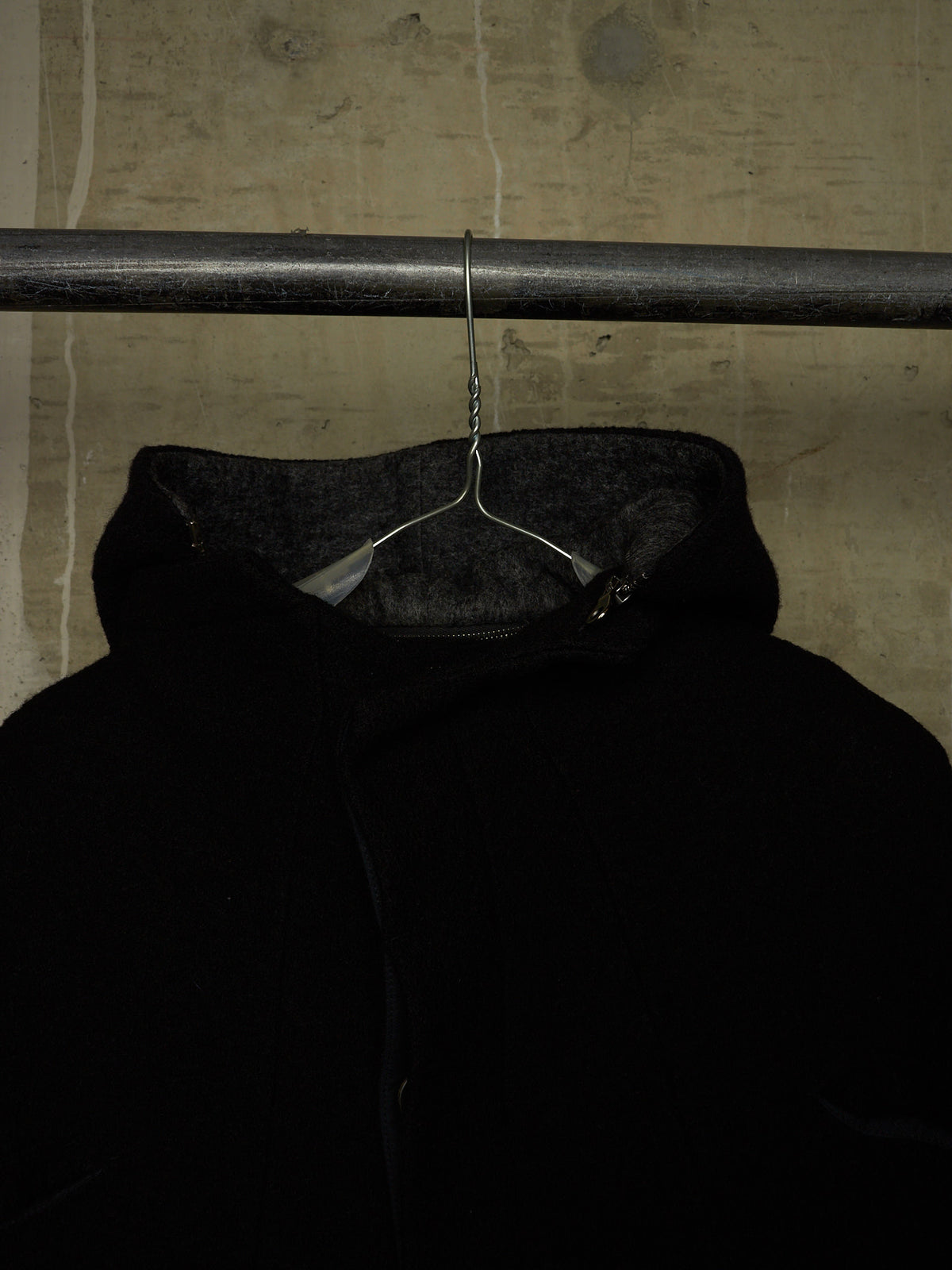 Lost & Found by Ria Dunn 2010s Removable Hooded Boiled Wool Crepe Coat