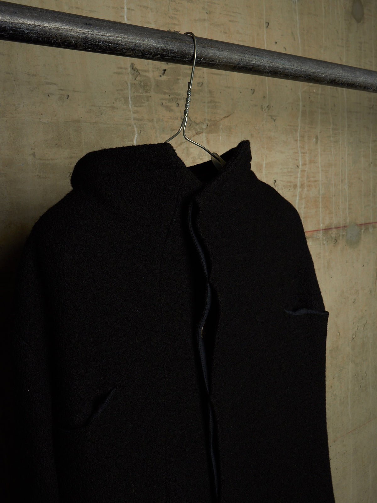 Lost & Found by Ria Dunn 2010s Removable Hooded Boiled Wool Crepe Coat