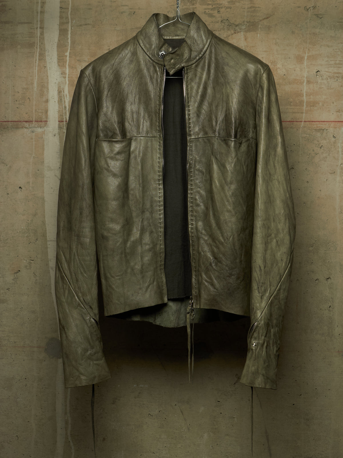 m.a+ by Maurizio Amadei 'JW224Z SY 1.0' Carbon Washed Cow Leather Biker Jacket