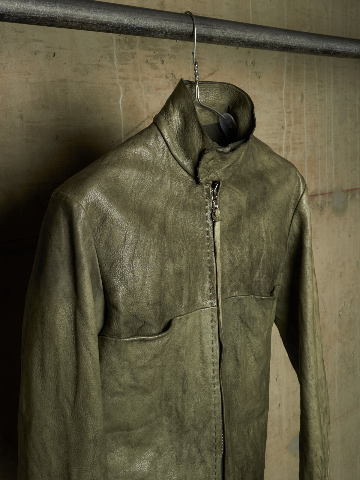 m.a+ by Maurizio Amadei 'JW224Z SY 1.0' Carbon Washed Cow Leather Biker Jacket