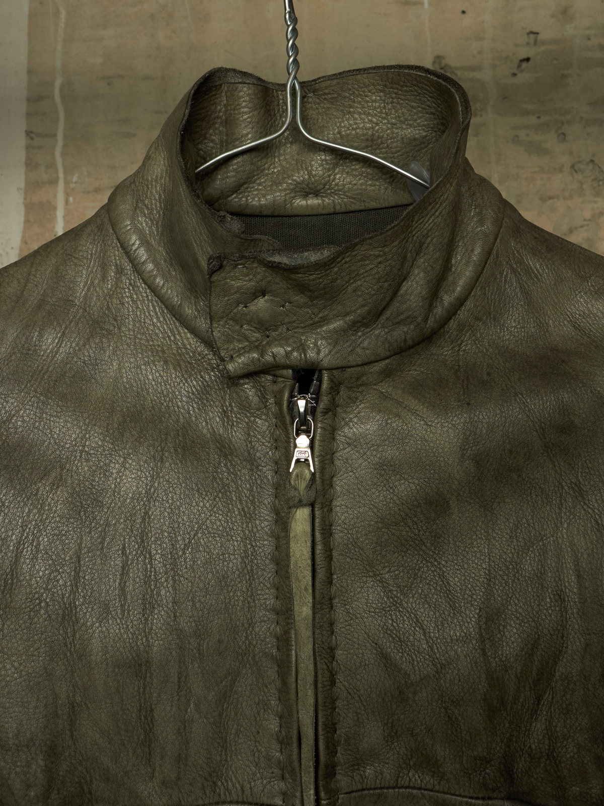 m.a+ by Maurizio Amadei 'JW224Z SY 1.0' Carbon Washed Cow Leather Biker Jacket