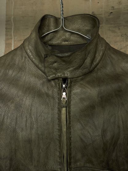 m.a+ by Maurizio Amadei 'JW224Z SY 1.0' Carbon Washed Cow Leather Biker Jacket