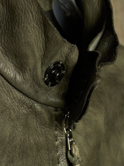 m.a+ by Maurizio Amadei 'JW224Z SY 1.0' Carbon Washed Cow Leather Biker Jacket