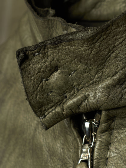 m.a+ by Maurizio Amadei 'JW224Z SY 1.0' Carbon Washed Cow Leather Biker Jacket