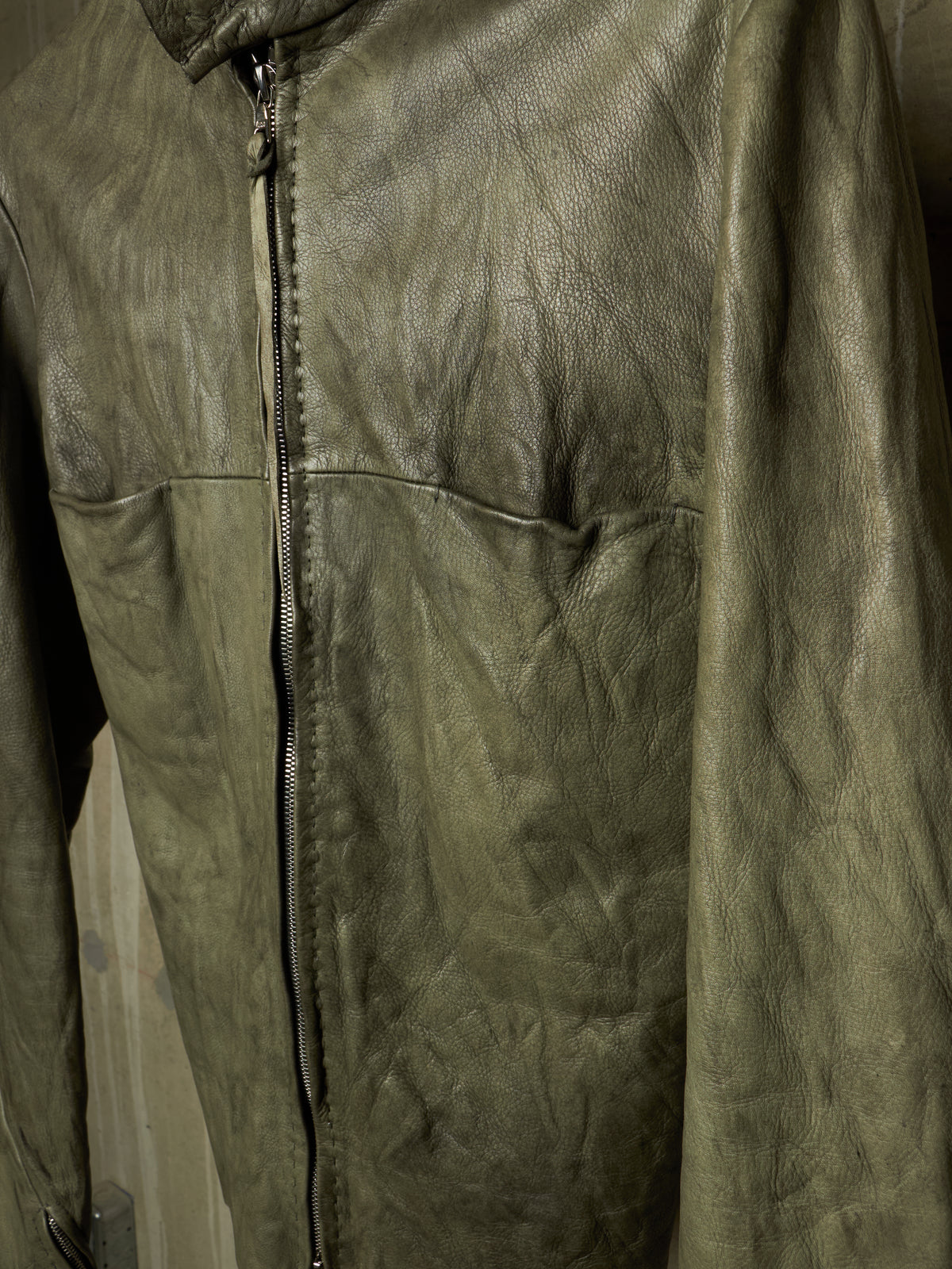 m.a+ by Maurizio Amadei 'JW224Z SY 1.0' Carbon Washed Cow Leather Biker Jacket