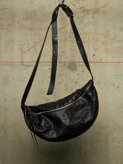 m.a+ by Maurizio Amadei 'BY202 SY 1.0' Black Medium Slice Cow Leather Belt Bag