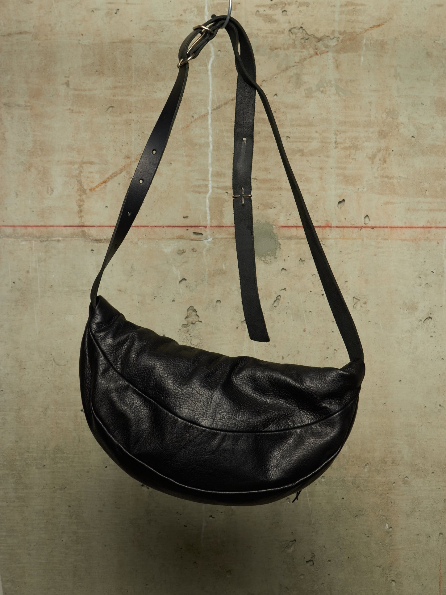 m.a+ by Maurizio Amadei 'BY202 SY 1.0' Black Medium Slice Cow Leather Belt Bag