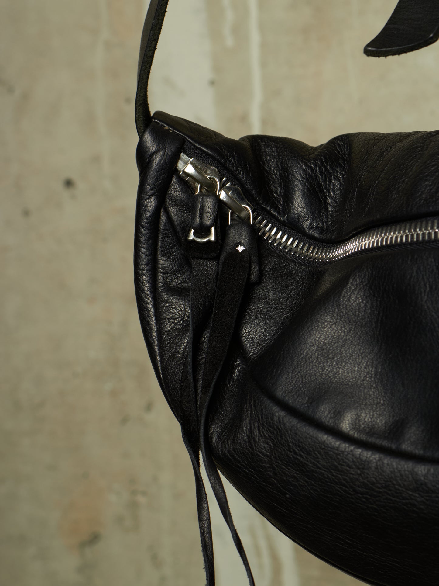m.a+ by Maurizio Amadei 'BY202 SY 1.0' Black Medium Slice Cow Leather Belt Bag