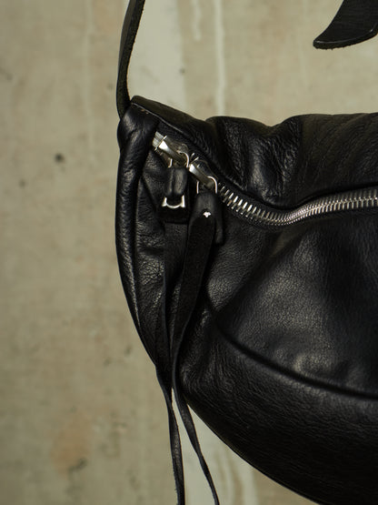 m.a+ by Maurizio Amadei 'BY202 SY 1.0' Black Medium Slice Cow Leather Belt Bag