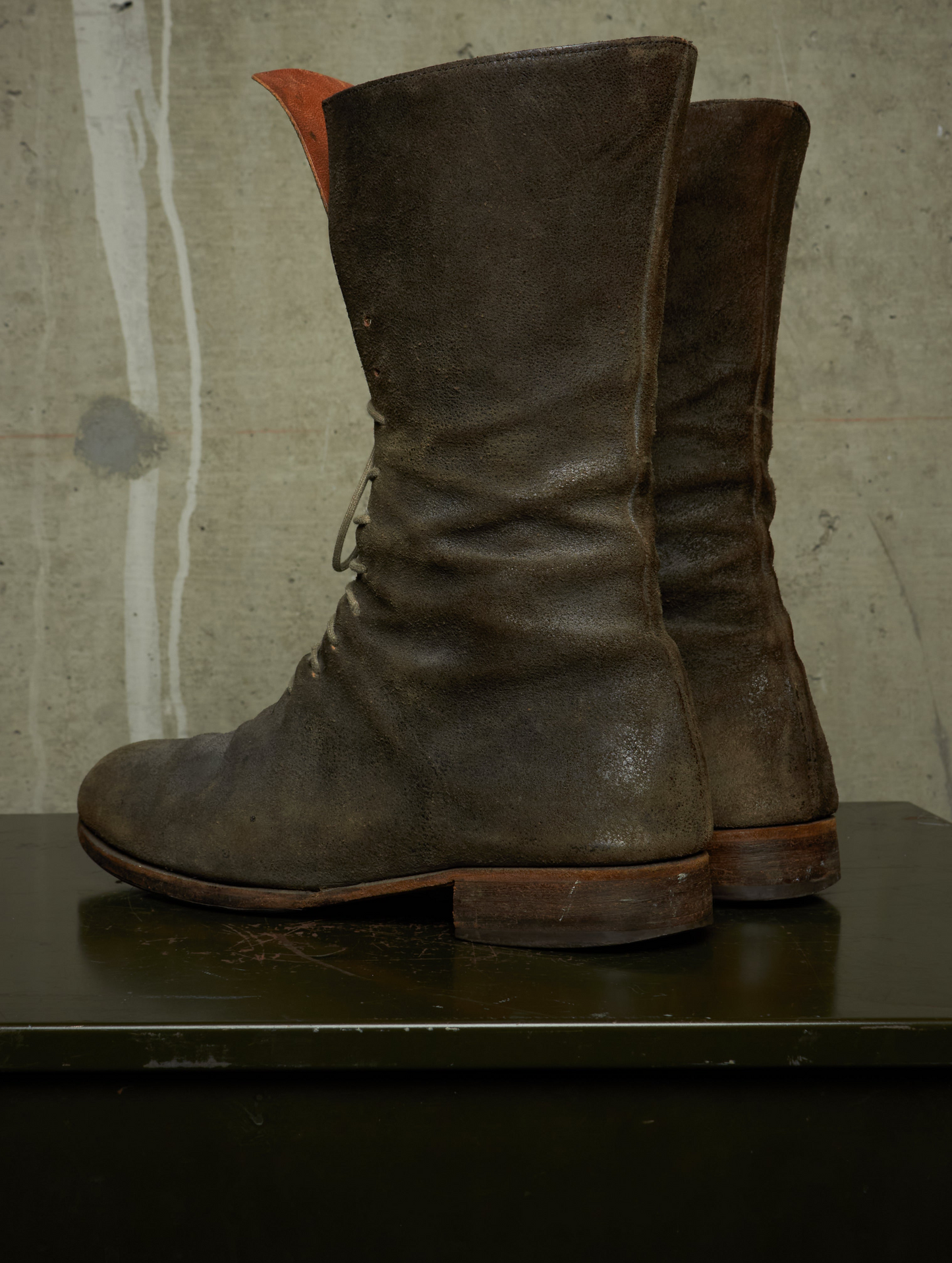 m.a+ by Maurizio Amadei 2010s Tall Lace-up Reverse Cow Leather Gothic Boots