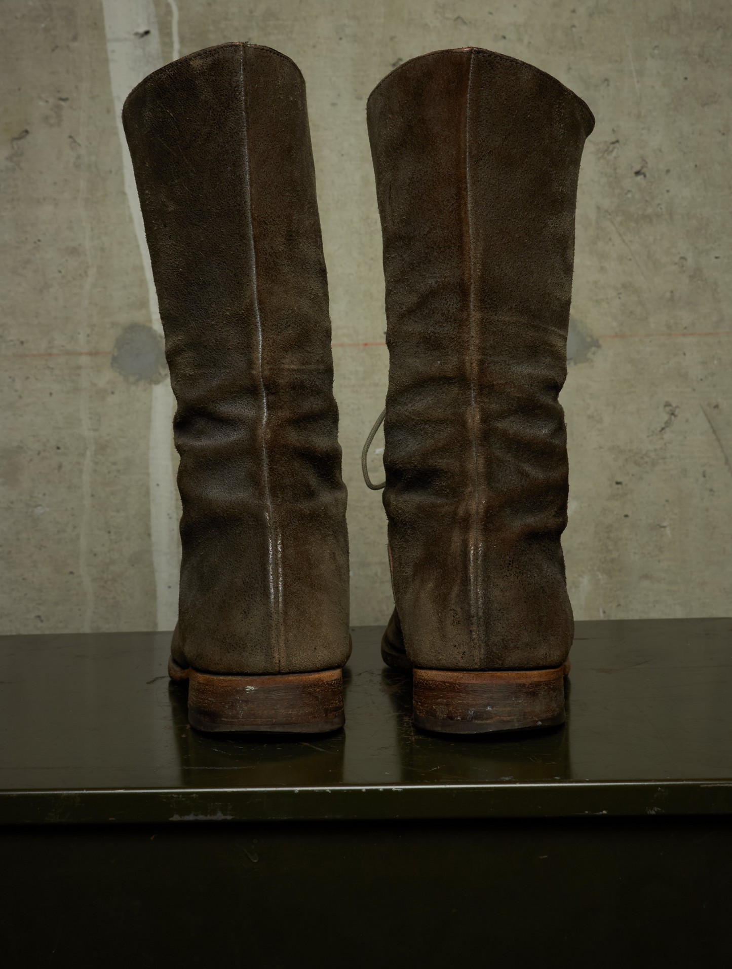 m.a+ by Maurizio Amadei 2010s Tall Lace-up Reverse Cow Leather Gothic Boots
