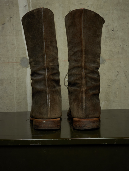 m.a+ by Maurizio Amadei 2010s Tall Lace-up Reverse Cow Leather Gothic Boots