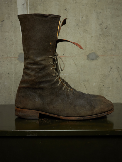 m.a+ by Maurizio Amadei 2010s Tall Lace-up Reverse Cow Leather Gothic Boots