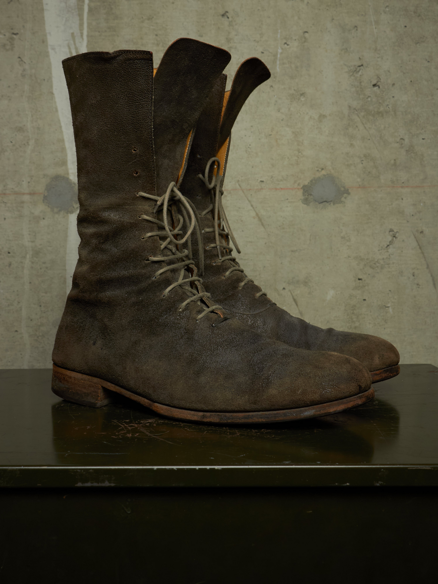 m.a+ by Maurizio Amadei 2010s Tall Lace-up Reverse Cow Leather Gothic Boots