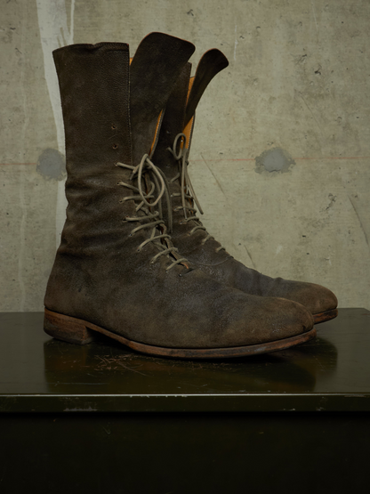m.a+ by Maurizio Amadei 2010s Tall Lace-up Reverse Cow Leather Gothic Boots