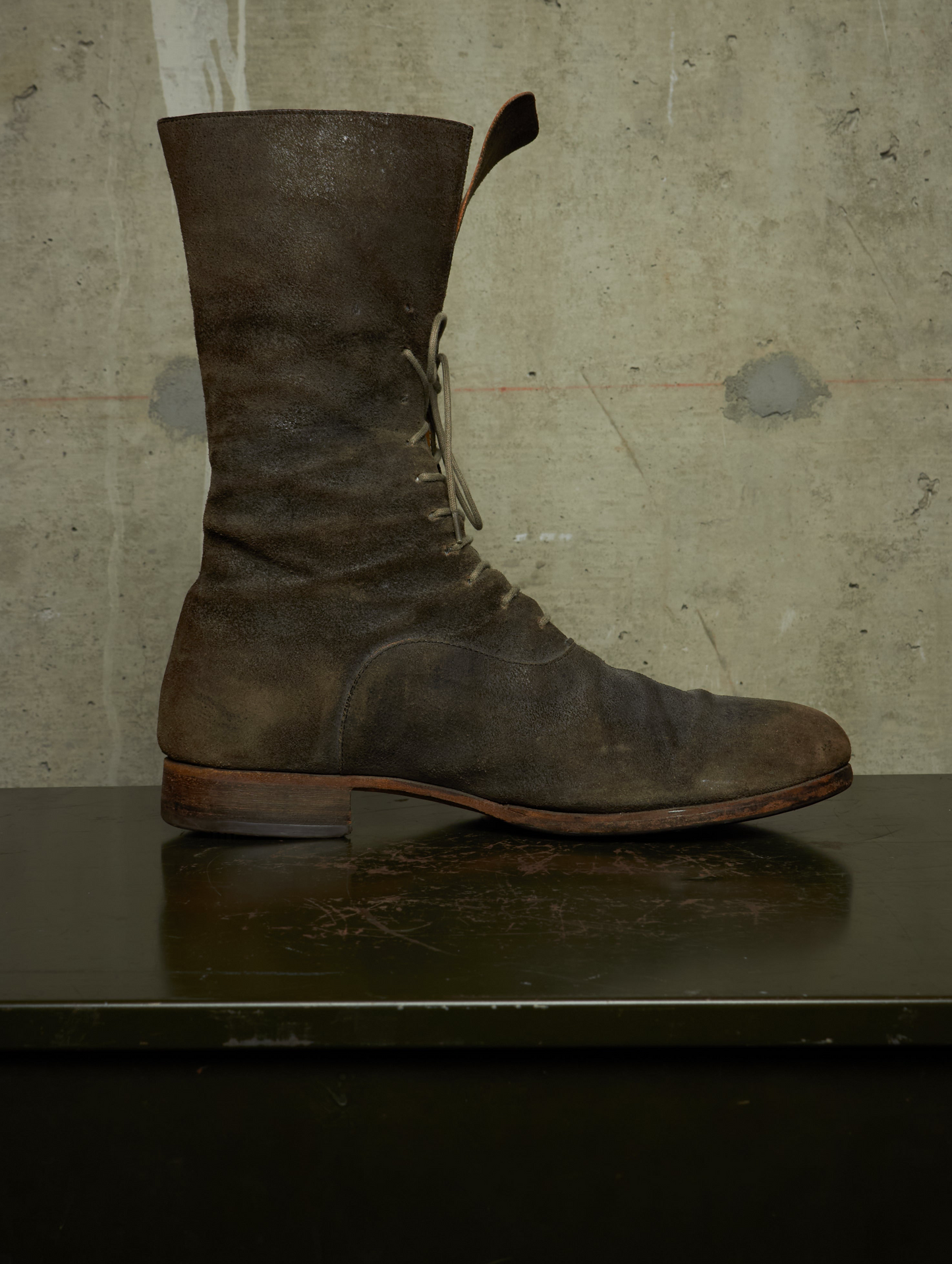 m.a+ by Maurizio Amadei 2010s Tall Lace-up Reverse Cow Leather Gothic Boots