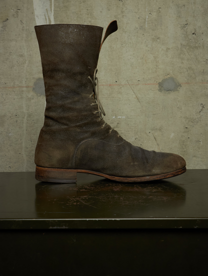 m.a+ by Maurizio Amadei 2010s Tall Lace-up Reverse Cow Leather Gothic Boots