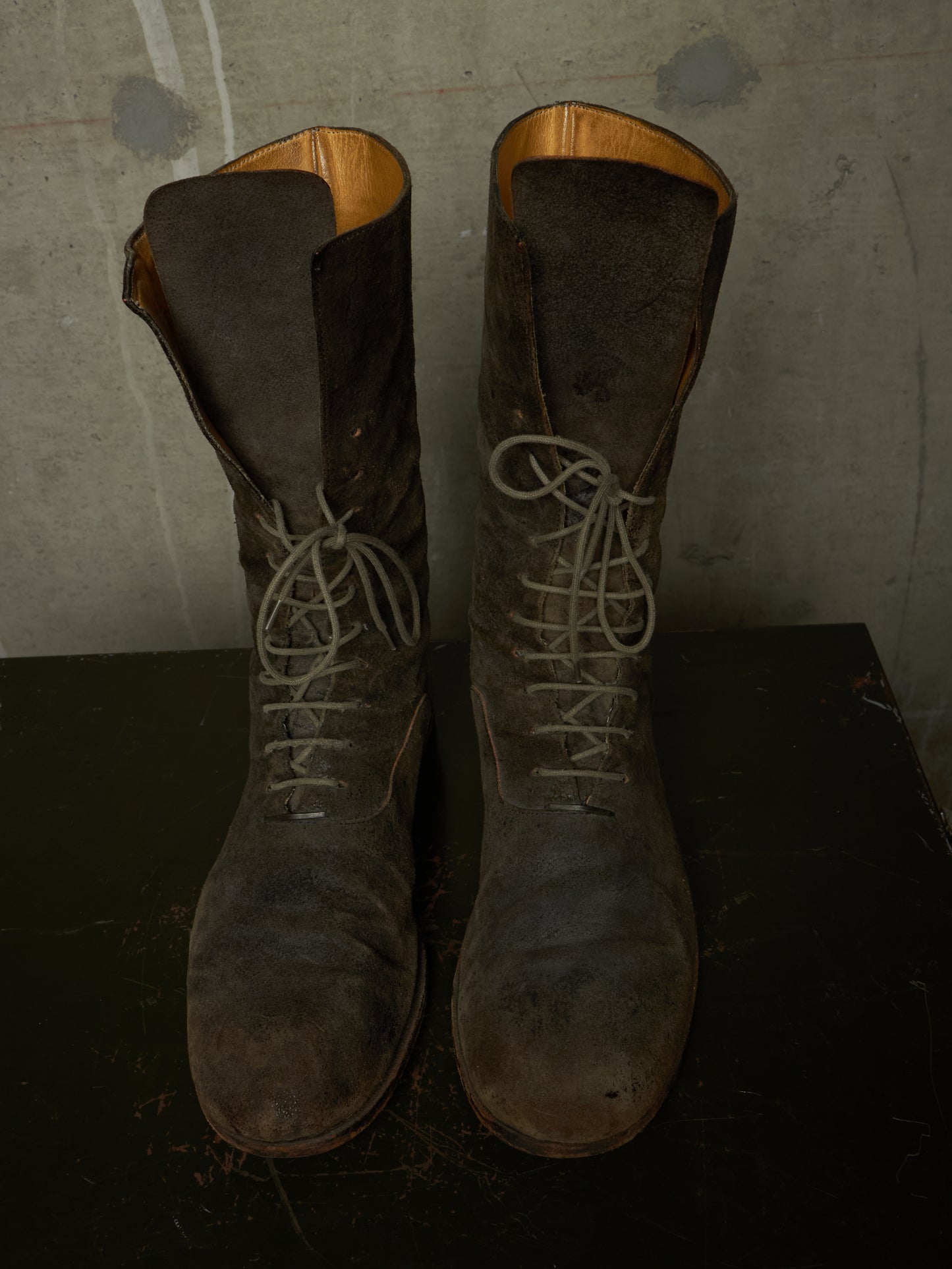 m.a+ by Maurizio Amadei 2010s Tall Lace-up Reverse Cow Leather Gothic Boots