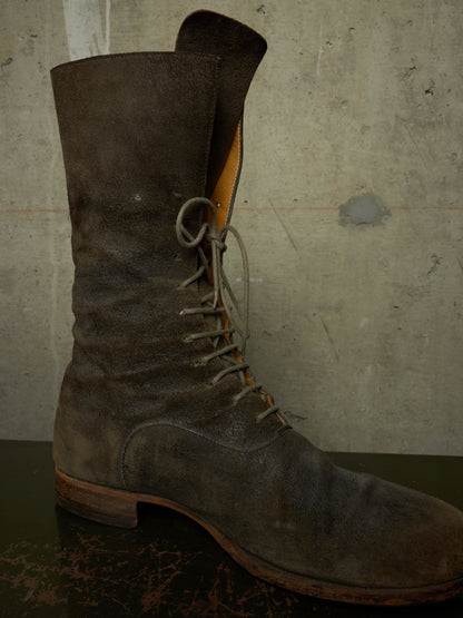 m.a+ by Maurizio Amadei 2010s Tall Lace-up Reverse Cow Leather Gothic Boots