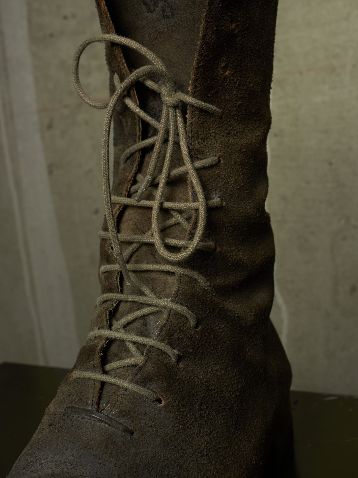 m.a+ by Maurizio Amadei 2010s Tall Lace-up Reverse Cow Leather Gothic Boots
