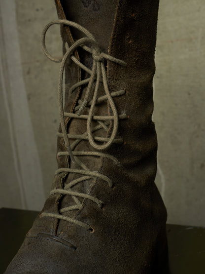 m.a+ by Maurizio Amadei 2010s Tall Lace-up Reverse Cow Leather Gothic Boots