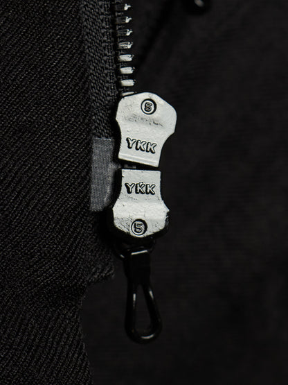 MA_Julius AW13-14 Black Wool Linen Twill Asymmetric Zip Rider Jacket