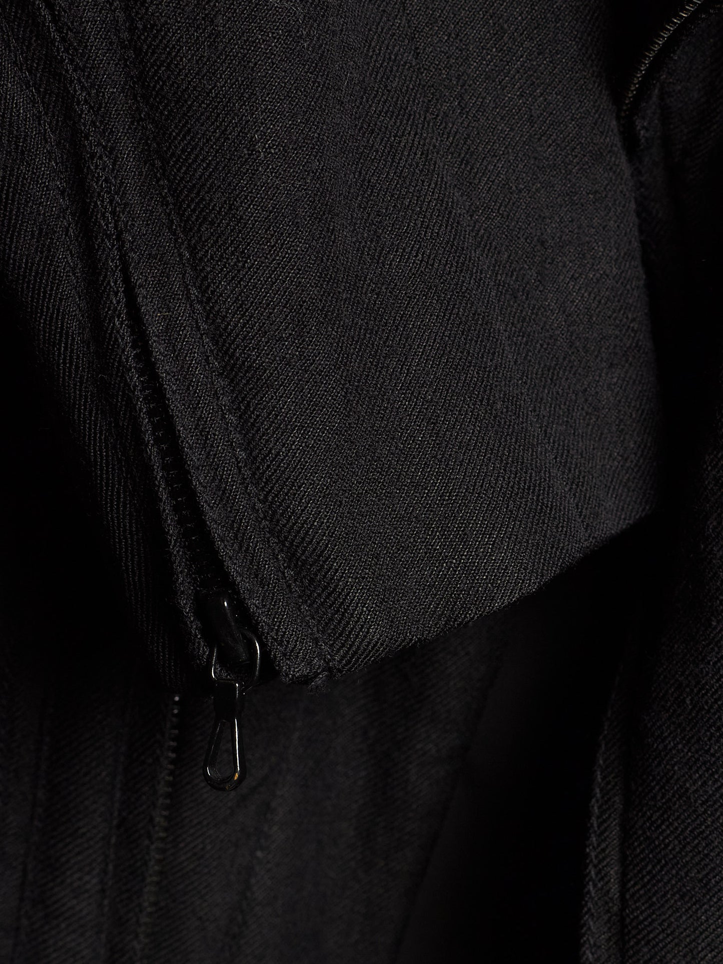 MA_Julius AW13-14 Black Wool Linen Twill Asymmetric Zip Rider Jacket