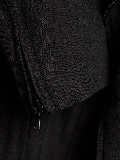MA_Julius AW13-14 Black Wool Linen Twill Asymmetric Zip Rider Jacket