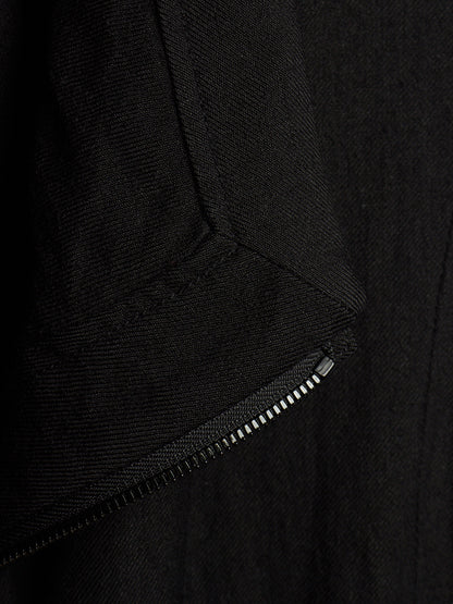 MA_Julius AW13-14 Black Wool Linen Twill Asymmetric Zip Rider Jacket
