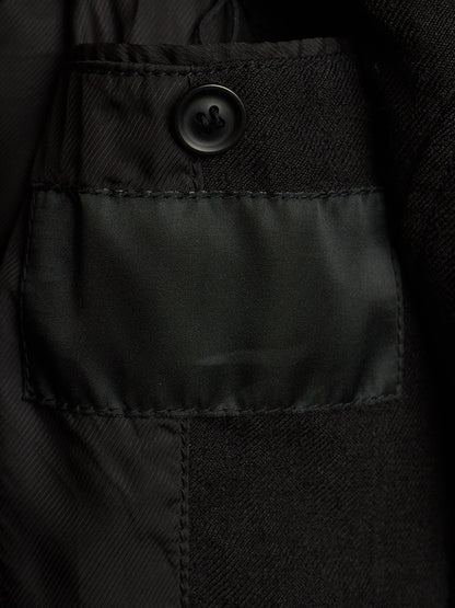MA_Julius AW13-14 Black Wool Linen Twill Asymmetric Zip Rider Jacket