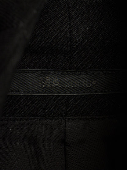 MA_Julius AW13-14 Black Wool Linen Twill Asymmetric Zip Rider Jacket