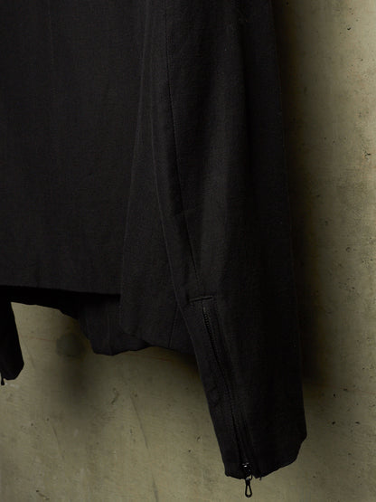 MA_Julius AW13-14 Black Wool Linen Twill Asymmetric Zip Rider Jacket