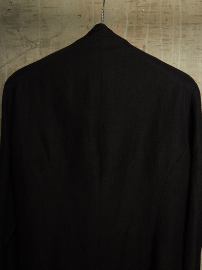 MA_Julius AW13-14 Black Wool Linen Twill Asymmetric Zip Rider Jacket