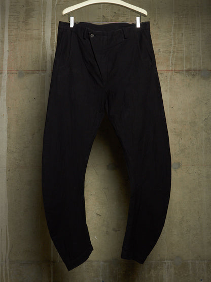 MASNADA Washed Black Asymmetric Fly Overlock J-cut Pants