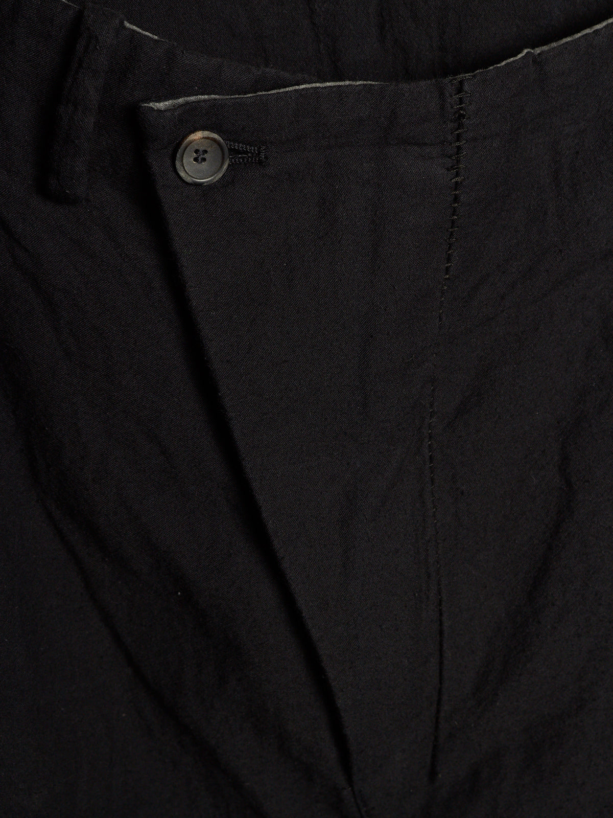 MASNADA Washed Black Asymmetric Fly Overlock J-cut Pants
