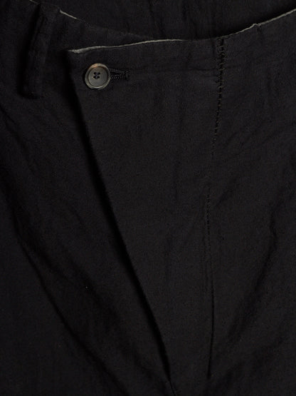 MASNADA Washed Black Asymmetric Fly Overlock J-cut Pants