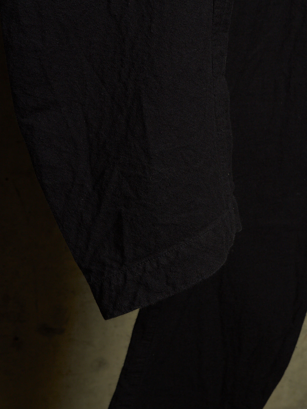 MASNADA Washed Black Asymmetric Fly Overlock J-cut Pants