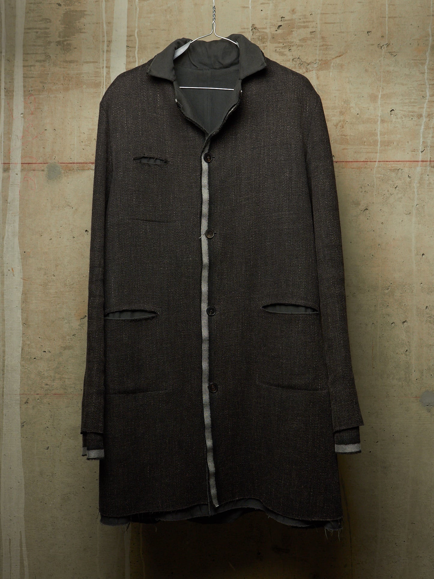 m.a+ by Maurizio Amadei AW13-14 'C261LCM WH' Wool Hemp Frayed Selvedge 4 Pocket Coat