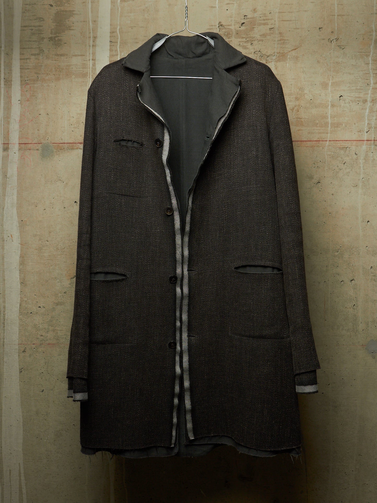 m.a+ by Maurizio Amadei AW13-14 'C261LCM WH' Wool Hemp Frayed Selvedge 4 Pocket Coat