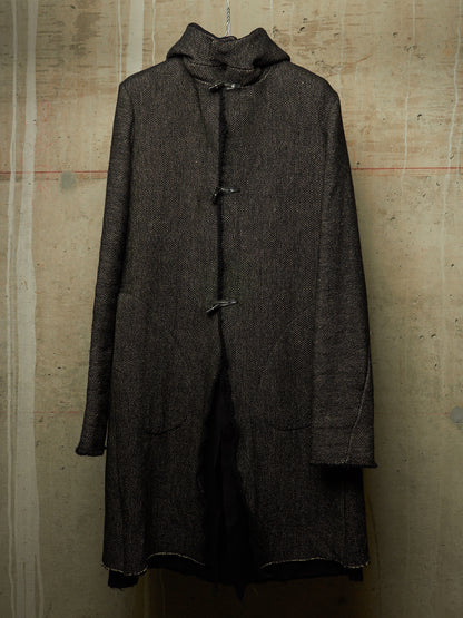 m.a+ by Maurizio Amadei Early 2010s Aviator Hooded Wool Tweed Duffle Coat