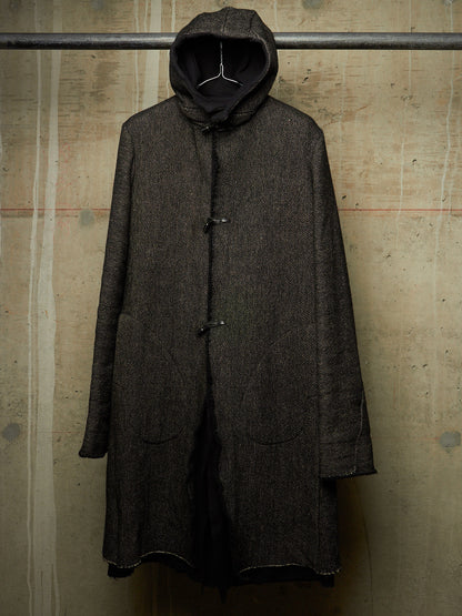 m.a+ by Maurizio Amadei Early 2010s Aviator Hooded Wool Tweed Duffle Coat
