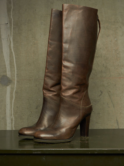 m.a+ by Maurizio Amadei AW19 'SW7C46Z' VIP 1.3 Ivy Green Tall Back Zip Calf Leather Boots
