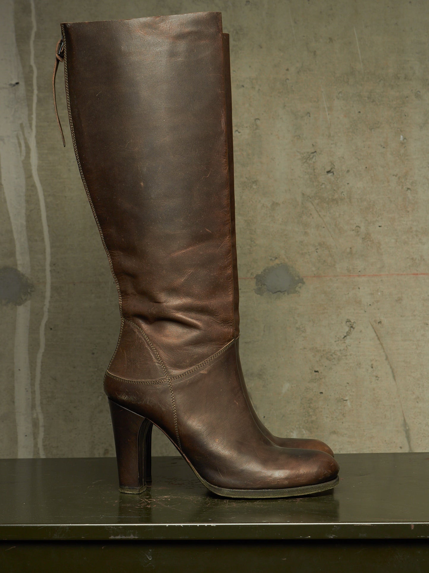 m.a+ by Maurizio Amadei AW19 'SW7C46Z' VIP 1.3 Ivy Green Tall Back Zip Calf Leather Boots