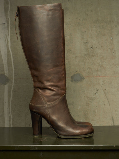 m.a+ by Maurizio Amadei AW19 'SW7C46Z' VIP 1.3 Ivy Green Tall Back Zip Calf Leather Boots