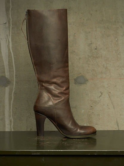 m.a+ by Maurizio Amadei AW19 'SW7C46Z' VIP 1.3 Ivy Green Tall Back Zip Calf Leather Boots