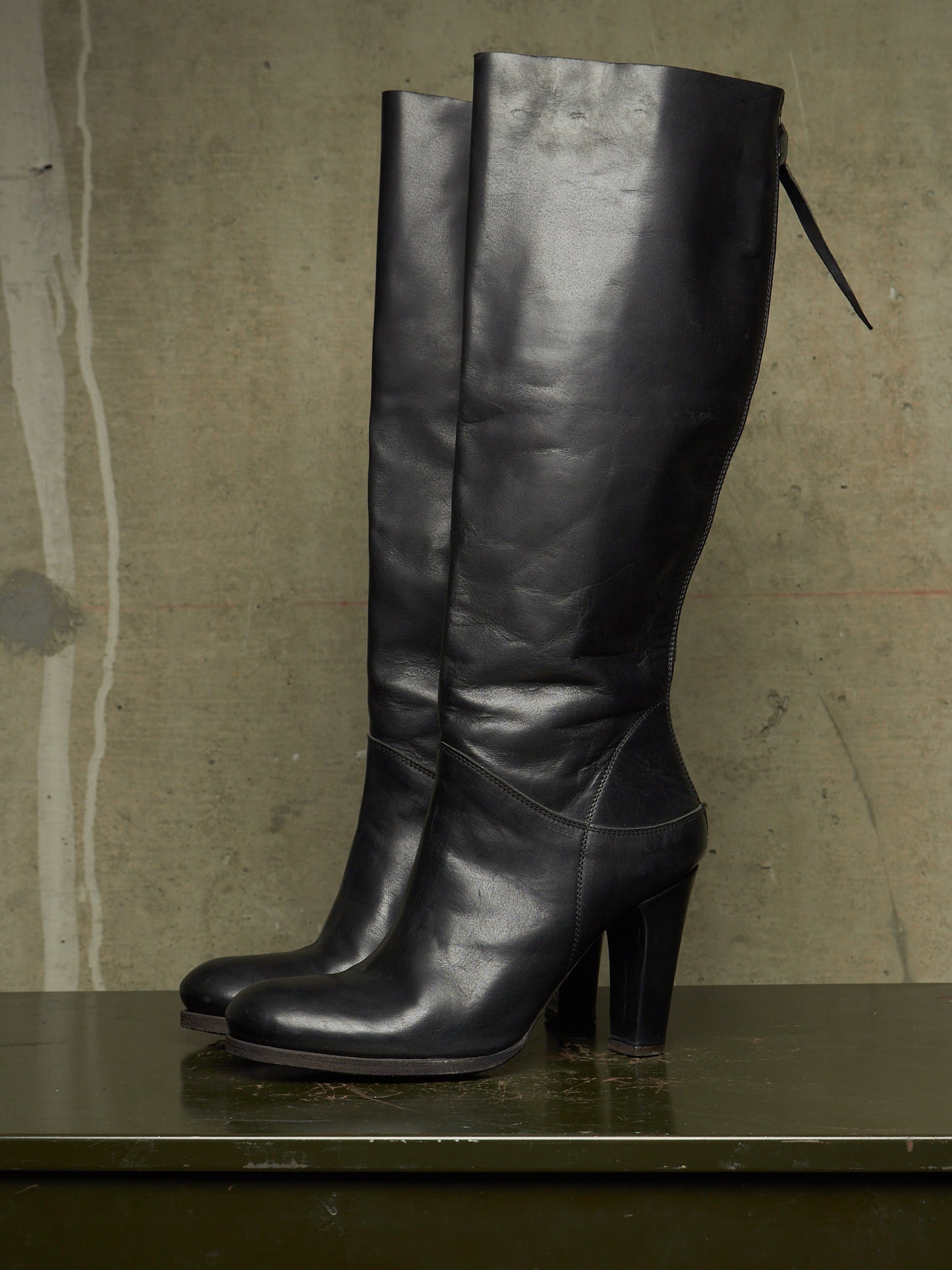 m.a+ by Maurizio Amadei AW19 'SW7C46Z' VIP 1.3 Black Tall Back Zip Calf Leather Boots